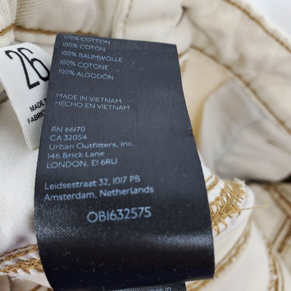 BDG‎ Low Rise Cream Tapered Moto Zipper Jeans Size 26 - Picture 5 of 12